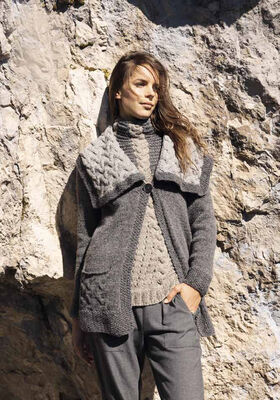 JACKE MIT ZOPFKRAGEN Alta Moda Alpaca von Lana Grossa