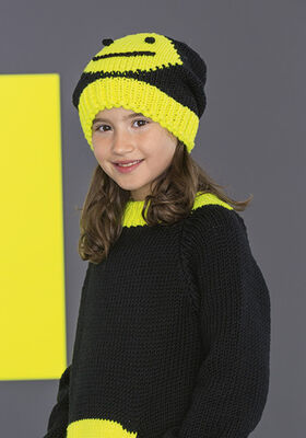 PULLOVER + MÜTZE Superbingo uni/Neon von Lana Grossa
