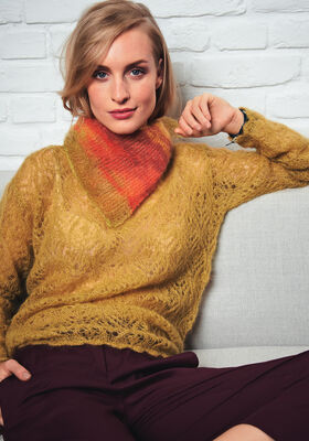 PULLI MIT HÄKELBOGENRAND Silkhair uni von Lana Grossa