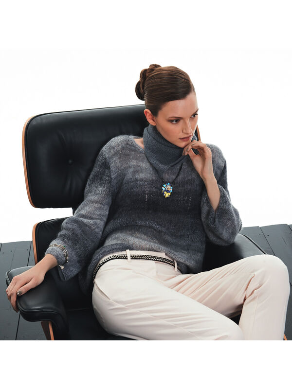 Lana Grossa PULLI MIT AUSGESTELLTEN ÄRMELN Lace Pearls/Silkhair Print