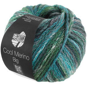 Lana Grossa COOL MERINO Big Color | 409-Dunkelgrün/Petrol/Seegrün/Graugrün/Grau/Weiß