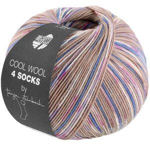 Lana Grossa COOL WOOL 4 SOCKS PRINT III | 7203-Beige/Kornblume/Weiß/Pink/Lila