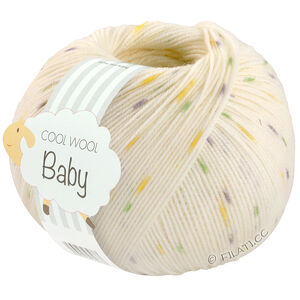 Lana Grossa COOL WOOL Baby Uni/Print 50g | 368-Weiß/Zitrusgelb/Hellgrau/Hellgrün