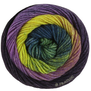 Lana Grossa COOL WOOL Big Color | 4043-Grün/Schwarzbraun/Dunkelviolett/Violett/Gelb/Blattgrün/Dunkelpetrol