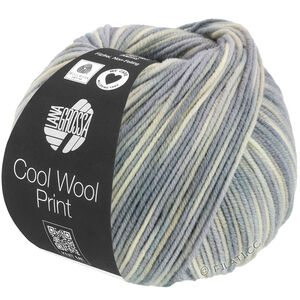 Lana Grossa COOL WOOL  Print | 829-Rohweiß/Silbergrau/Hellgrau/Grau