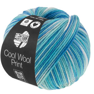 Lana Grossa COOL WOOL  Print | 844-Türkis/Hellblau/Azurblau/Rohweiß