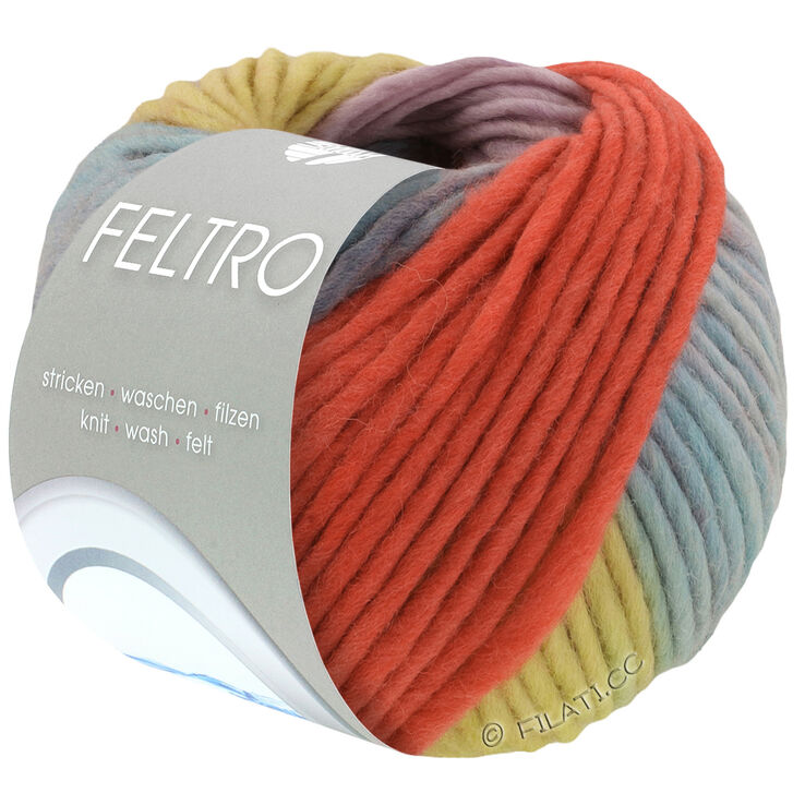 Lana Grossa FELTRO Arco | 441-Rot/Graublau/Limette/Mauve/Dunkelbraun