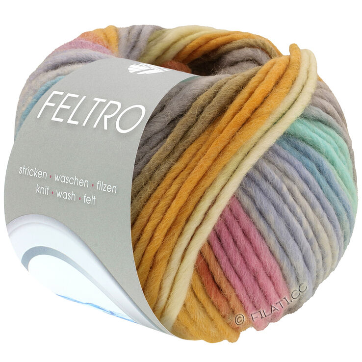 Lana Grossa FELTRO Bosco | 721-Vanille/Hellgrau/Dottergelb/Orange/Rosa/Hellblau/Türkis/Graubeige