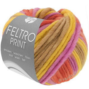 Lana Grossa FELTRO Print | 1318-Senf/Helloliv/Dunkeloliv/Koralle/Fuchsia