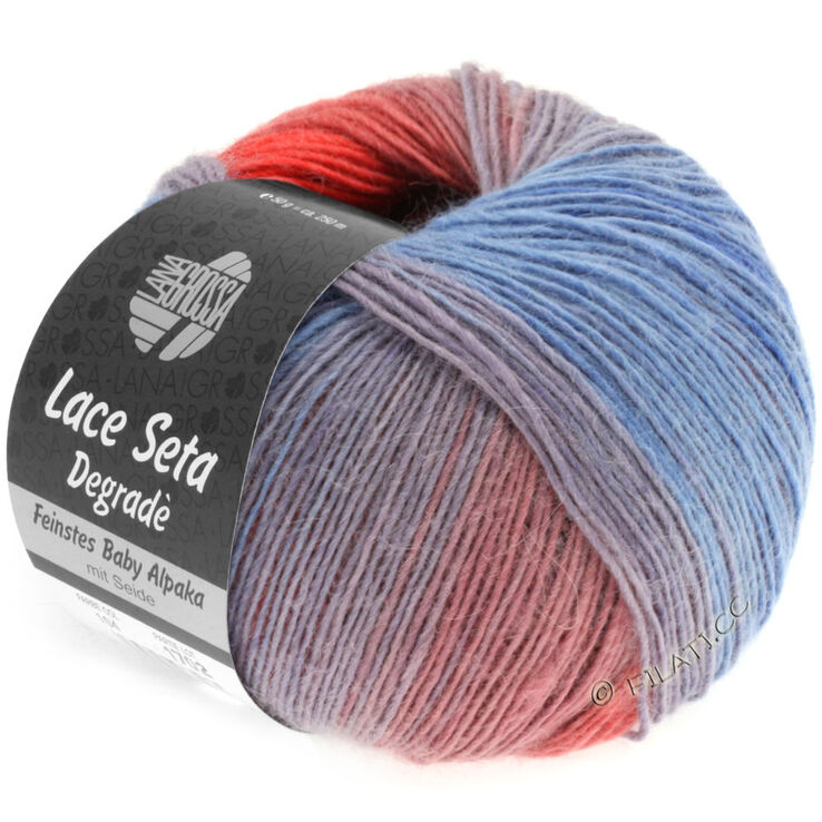 Lana Grossa LACE Seta Dégradé 50g | 101-Jeans/Zartlila/Lachsrot/Altrosa