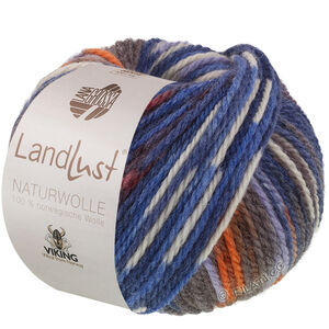 Lana Grossa LANDLUST Naturwolle Print | 102-Blau/Orange gemustert