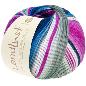 Lana Grossa LANDLUST DIE SOCKENWOLLE | 118-Hellgrau/Ecru/Fuchsia/Blau/Jeans/Nachtblau/Zartrosa/Flieder gestreift