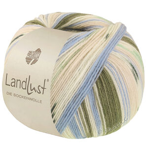 Lana Grossa LANDLUST DIE SOCKENWOLLE | 722-Waldgrün/Ecru/Himmelblau/Hellbeige/Jade gestreift