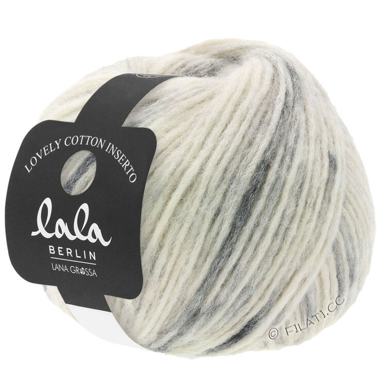 Lana Grossa LOVELY COTTON Inserto (lala BERLIN) | 101-Rohweiß/Grau