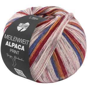 Lana Grossa MEILENWEIT 6-FACH 150g Alpaca Print | 1112-Dunkelblau/Ockerbraun/Dunkelrot/Weiß/Altrosa/Hellgrau