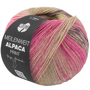 Lana Grossa MEILENWEIT 6-FACH 150g Alpaca Print | 1201-Pink/Rosa/Aubergine/Beige/Senf/Dunkelbraun