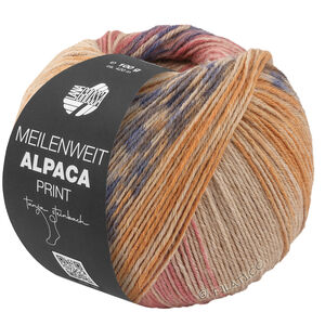 Lana Grossa MEILENWEIT 6-FACH 150g Alpaca Print | 1204-Ockergelb/Camel/Beige/Himbeerrot/Grau