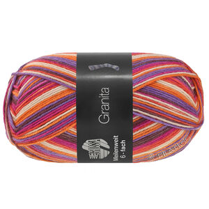 Lana Grossa MEILENWEIT 6-FACH 150g Granita | 9734-Dunkelbraun/Lila/Orange/Perlbeige/Rot/Fuchsia