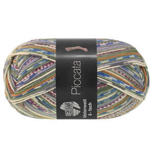 Lana Grossa MEILENWEIT 8-FACH 150g Piccata | 9999-Hellblau/Blau/Graugrün/Rotviolett/Weiß/Grau/Ocker