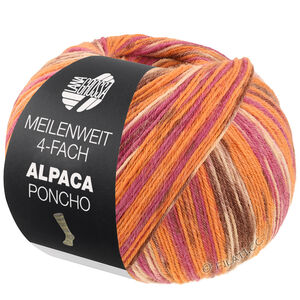 Lana Grossa MEILENWEIT 100g Alpaca Poncho | 2723-Orange/Fuchsia/Creme/Erika/Braun