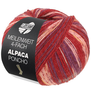 Lana Grossa MEILENWEIT 100g Alpaca Poncho | 2727-Weinrot/Rotviolett/Pflaumenblau/Kiwi/Rosa