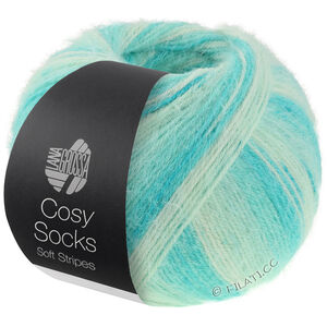Lana Grossa MEILENWEIT 100g Cosy Socks Soft Stripes | 102-Jade/Lichtgrün/Weißgrün/Rohweiß