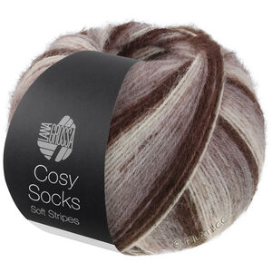 Lana Grossa MEILENWEIT 100g Cosy Socks Soft Stripes | 103-Mokka/Graubraun/Beige/Creme