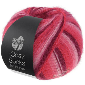 Lana Grossa MEILENWEIT 100g Cosy Socks Soft Stripes | 105-Bordeaux/Rosa/Himbeer/Pink