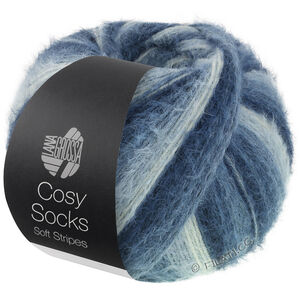 Lana Grossa MEILENWEIT 100g Cosy Socks Soft Stripes | 106-Schwarzblau/Graublau/Rauchblau/Weißblau