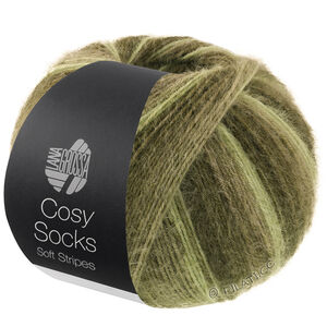 Lana Grossa MEILENWEIT 100g Cosy Socks Soft Stripes | 107-Hellgrün/Resedagrün/Graugrün/Moosgrün