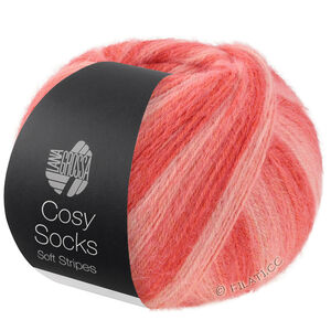 Lana Grossa MEILENWEIT 100g Cosy Socks Soft Stripes | 113-Lachs/Lachsrot/Koralle