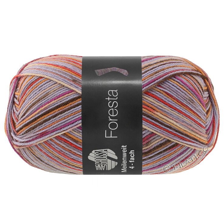 Lana Grossa MEILENWEIT 100g Foresta | 5321-Graulila/Fuchsia/Beige/Dunkelbraun/Lachsorange/Rot