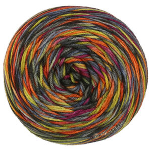 Lana Grossa MEILENWEIT 100g Merino Hand-dyed | 66-Mandarin/Schiefergrau/Limettengrün/Magenta/Blaugrau