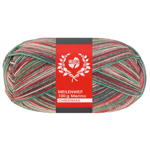 Lana Grossa MEILENWEIT 100g Merino Christmas | 6807-Weiß/Dunkelgrün/Dunkelbraun/Orange/Hellgrün