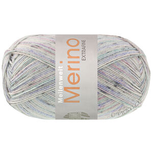 Lana Grossa MEILENWEIT 100g Merino Extrafine Mountain | 7601-Blau/Flieder/Mint/Hellgrau/Dunkelgrau gestreift