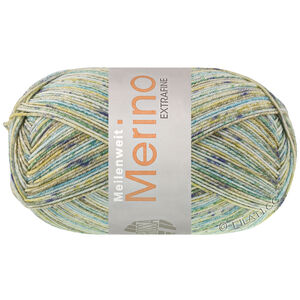 Lana Grossa MEILENWEIT 100g Merino Extrafine Mountain | 7603-Limette/Graugrün/Dunkelgrün/Jade/Senfgelb/Mint gestreift