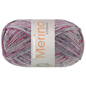 Lana Grossa MEILENWEIT 100g Merino Extrafine Mountain | 7604-Hellgrau/Dunkelgrau/Fuchsia/Rosa/Jeansblau gestreift