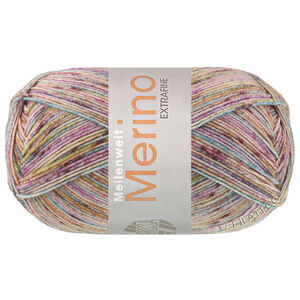 Lana Grossa MEILENWEIT 100g Merino Extrafine Mountain | 7608-Hellbraun/Dunkelbraun/Terrakotta/Petrol/Rotviolett/Pistazie/Ecru gestreift