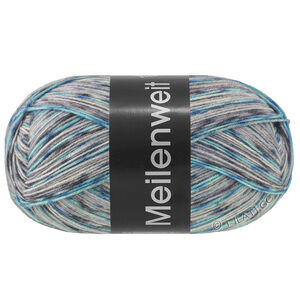 Lana Grossa MEILENWEIT 100g Neve | 4432-Dunkelgrau/Hellgrau/Graublau/Türkis/Türkisblau