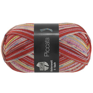Lana Grossa MEILENWEIT 100g Piccata | 4808-Rot/Gelb/Grau/Petrolblau/Graugrün/Flieder/Rosa