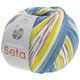 Lana Grossa MEILENWEIT 100g Seta Adriana | 3248-Rohweiß/Jeans/Taubenblau/Hellblau/Gelb/Pflaume