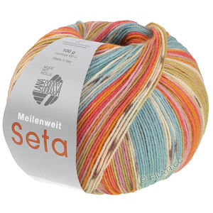 Lana Grossa MEILENWEIT 100g Seta Giappone | 3381-Minttürkis/Ecru/Senf/Himbeer/Flieder/Mauve