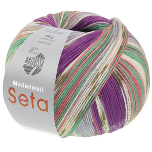 Lana Grossa MEILENWEIT 100g Seta Giappone | 3389-Blauviolett/Weiß/Oliv/Hellblau/Jade/Altrosa/Hellgrau