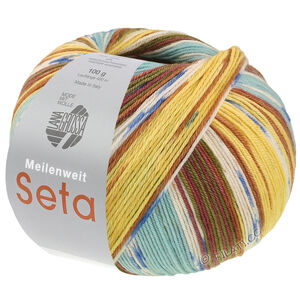 Lana Grossa MEILENWEIT 100g Seta Giappone | 3392-Braun/Weiß/Blau/Nougat/Moosgrün/Senf/Türkis/Hellgelb