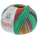 Lana Grossa MEILENWEIT 100g Seta Hokkaido | 3586-Dunkelgrün/Weiß/Orange/Dunkeloliv/Jade/Rotviolett/Blauviolett