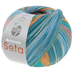 Lana Grossa MEILENWEIT 100g Seta Hokkaido | 3588-Grün/Türkisblau/Apricot/Petrol/Weiß/Hellblau/Rosa