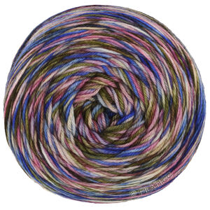Lana Grossa MEILENWEIT 100g Sooty | 6227-Hellblau/Dunkelblau/Ecru/Rosa/Dunkeloliv