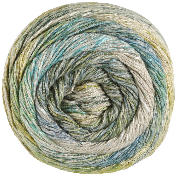 Lana Grossa MOSAICO (Linea Pura) | 001-Gelbgrün/Graugrün/Natur/Jade/Türkis/Jeans/Graublau