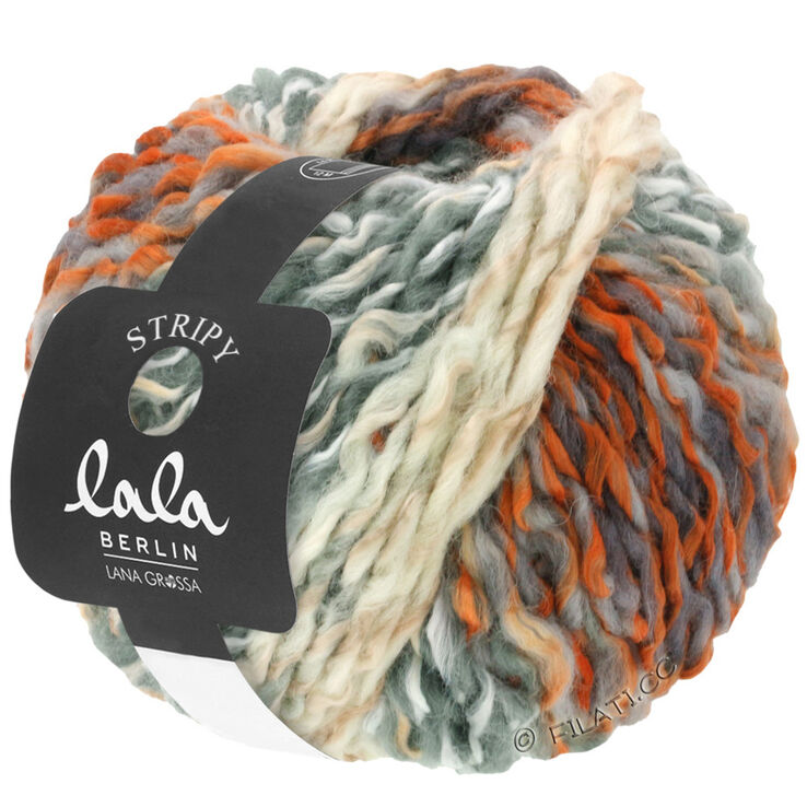 Lana Grossa STRIPY (lala BERLIN) | 01-Weiß/Grau/Rost/Orange/Dunkelgrau