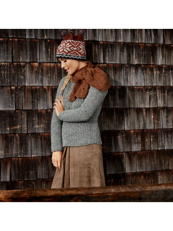 Lana Grossa MÜTZE MIT JACQUARDMUSTER UND STREIFEN AM Alpaca